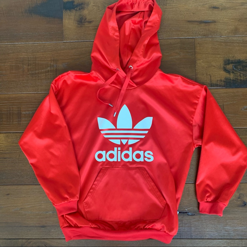 Adidas Red Satin Trefoil Hoodie